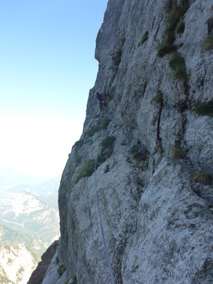 7. Seillänge gestuft querend zum Heinriss