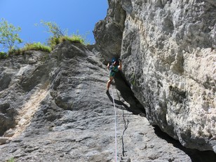 5. Seillänge steile Kaminverschneidung