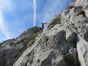 Beginn fünfte Seillänge Beginn fünfte Seillänge