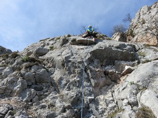 Beginn sechste Seillänge Beginn sechste Seillänge