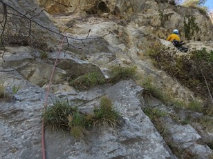 Hangelquergang achte Seillänge
