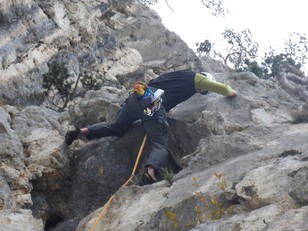 Rissüberhang der 6. Seillänge