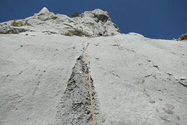6. Seillänge - durch die Schlüsselpassage