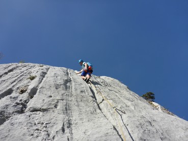 11. Seillänge - in der tiefen Runse