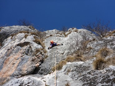8. Seillänge schöne Plattenkletterei